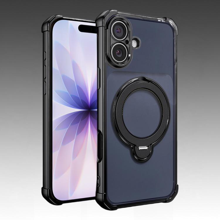 For iPhone 17 Four-Corner Airbags Shockproof Rotation Holder Magnetic Phone Case