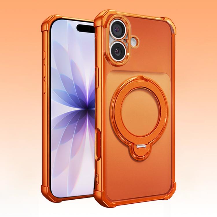 For iPhone 17 Four-Corner Airbags Shockproof Rotation Holder Magnetic Phone Case