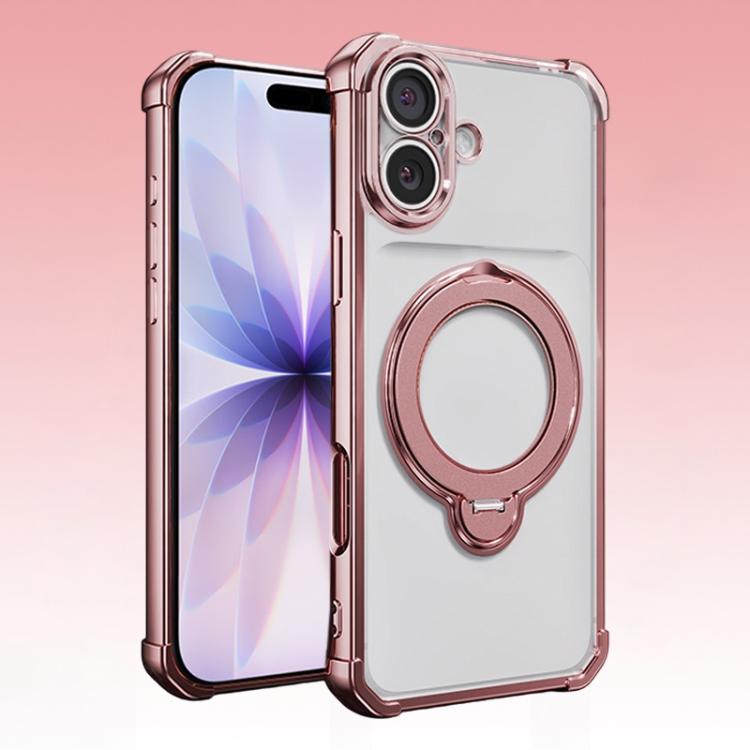 For iPhone 17 Four-Corner Airbags Shockproof Rotation Holder Magnetic Phone Case