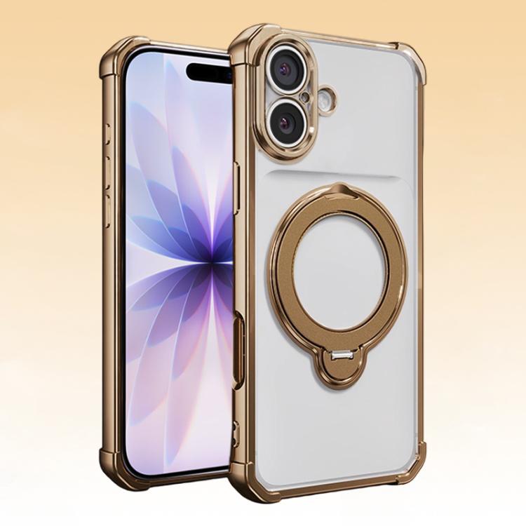 For iPhone 17 Four-Corner Airbags Shockproof Rotation Holder Magnetic Phone Case