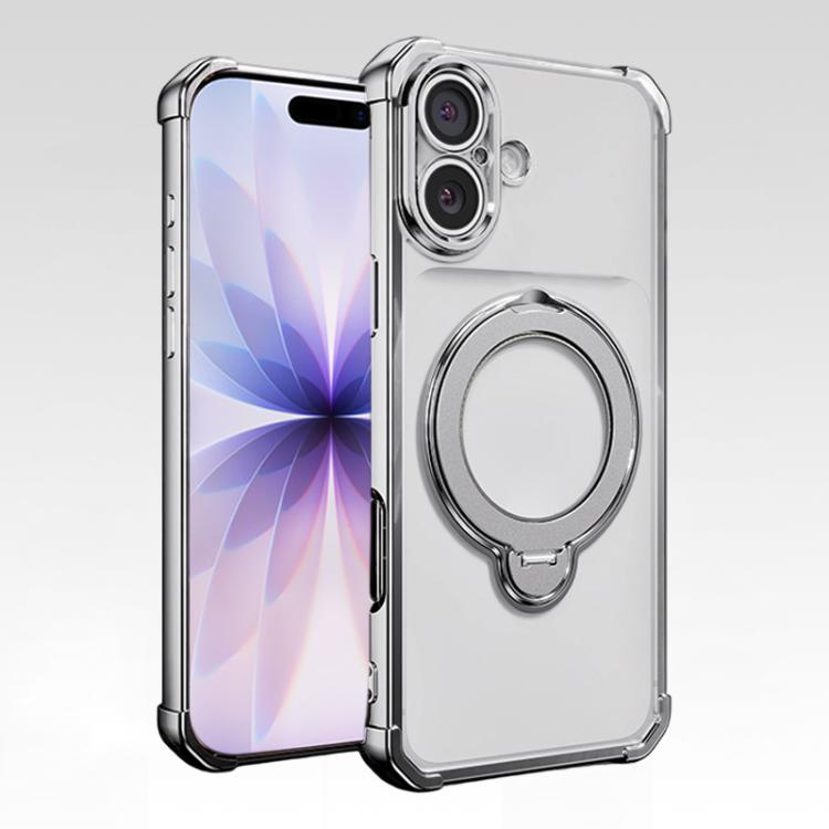 For iPhone 17 Four-Corner Airbags Shockproof Rotation Holder Magnetic Phone Case