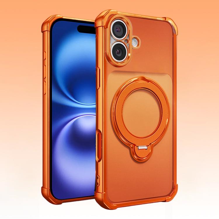 For iPhone 16 Four-Corner Airbags Shockproof Rotation Holder Magnetic Phone Case