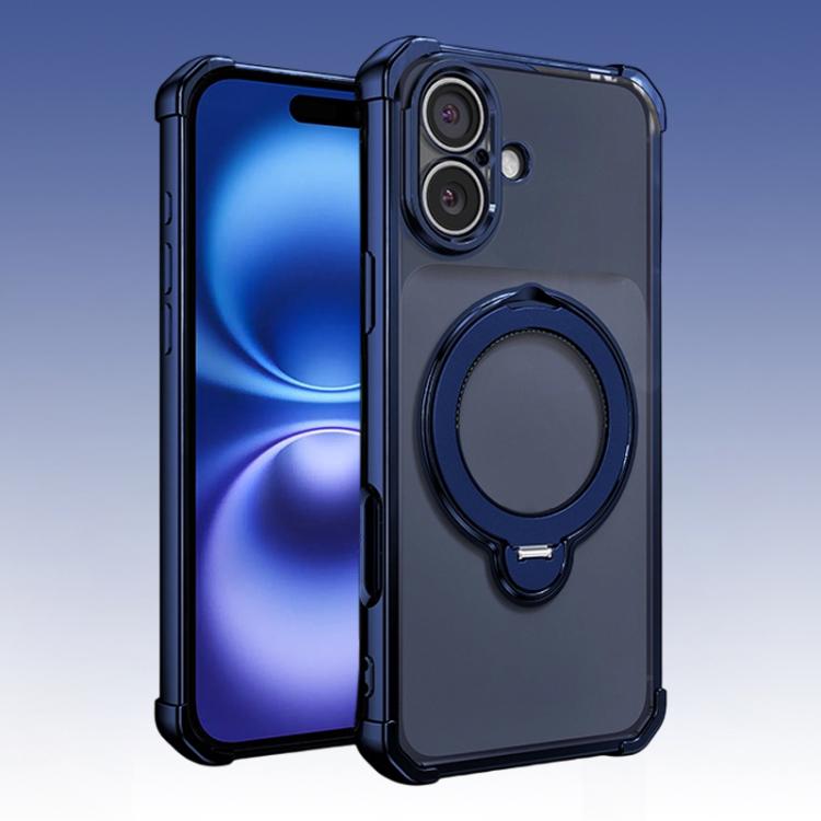 For iPhone 16 Four-Corner Airbags Shockproof Rotation Holder Magnetic Phone Case