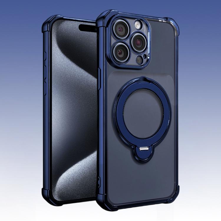 For iPhone 15 Pro Max Four-Corner Airbags Shockproof Rotation Holder Magnetic Phone Case