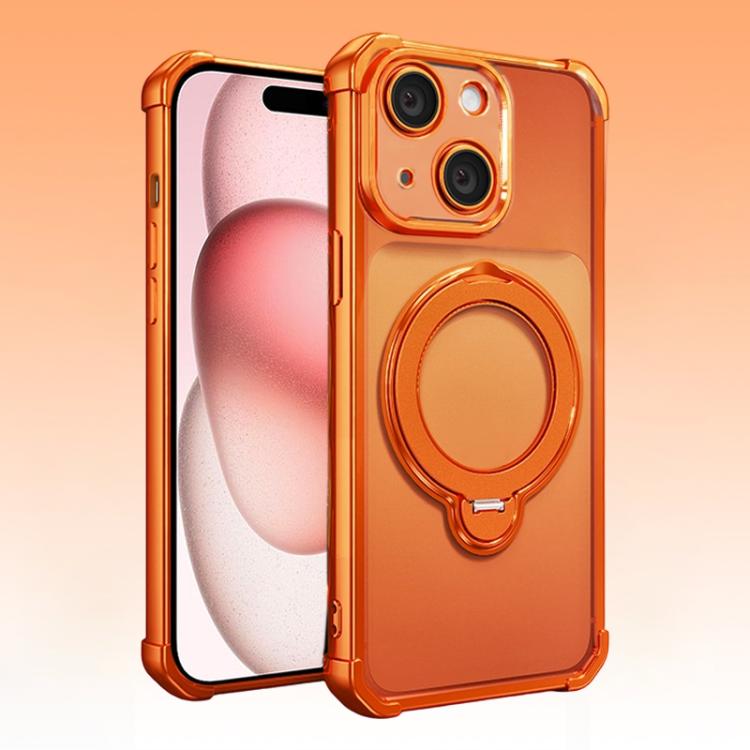 For iPhone 15 Four-Corner Airbags Shockproof Rotation Holder Magnetic Phone Case