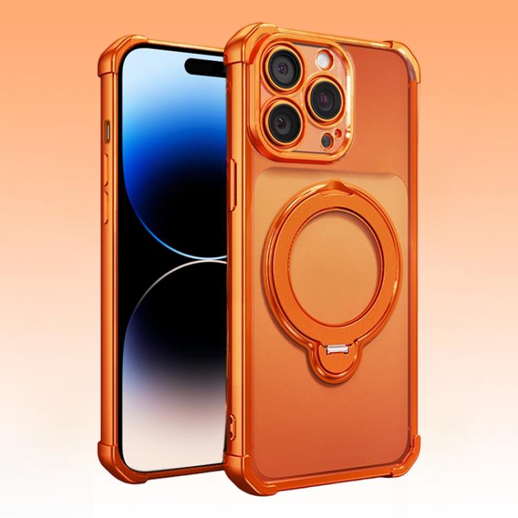 For iPhone 14 Pro Max Four-Corner Airbags Shockproof Rotation Holder Magnetic Phone Case