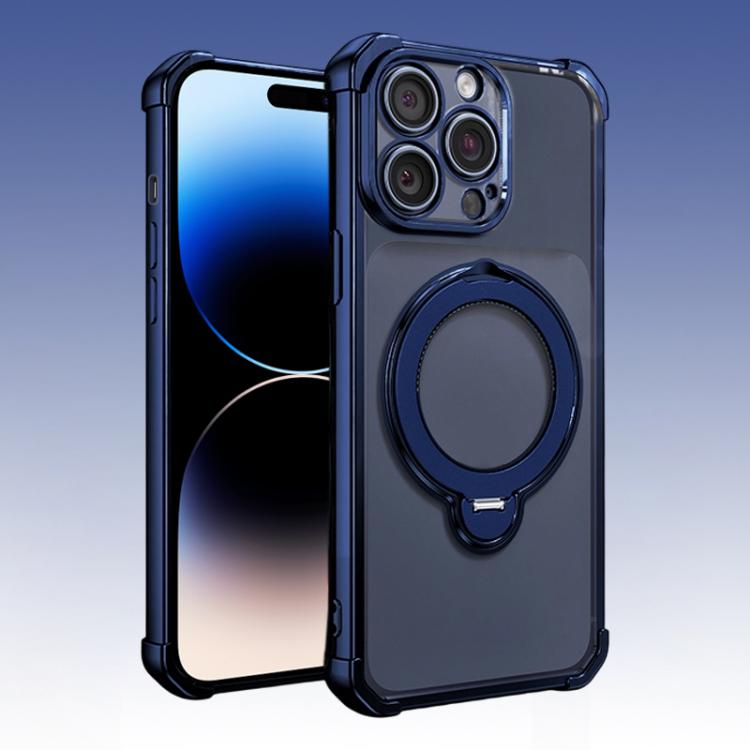For iPhone 14 Pro Max Four-Corner Airbags Shockproof Rotation Holder Magnetic Phone Case