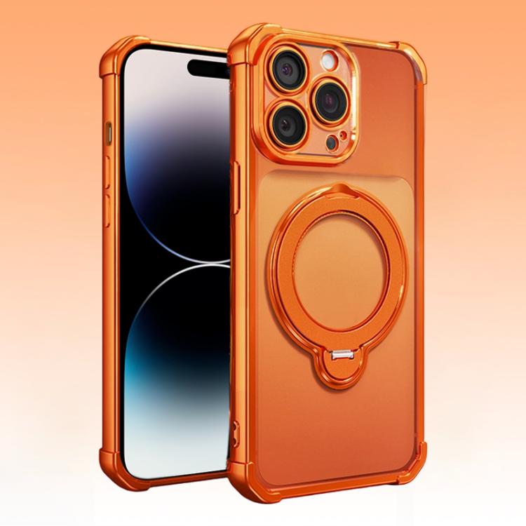 For iPhone 14 Pro Four-Corner Airbags Shockproof Rotation Holder Magnetic Phone Case