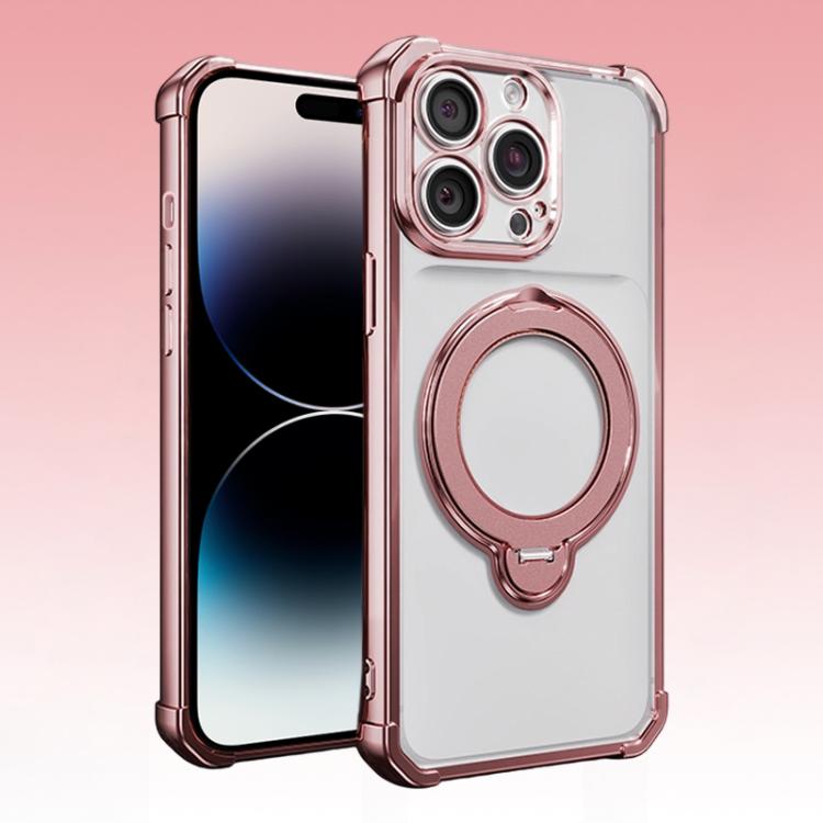 For iPhone 14 Pro Four-Corner Airbags Shockproof Rotation Holder Magnetic Phone Case