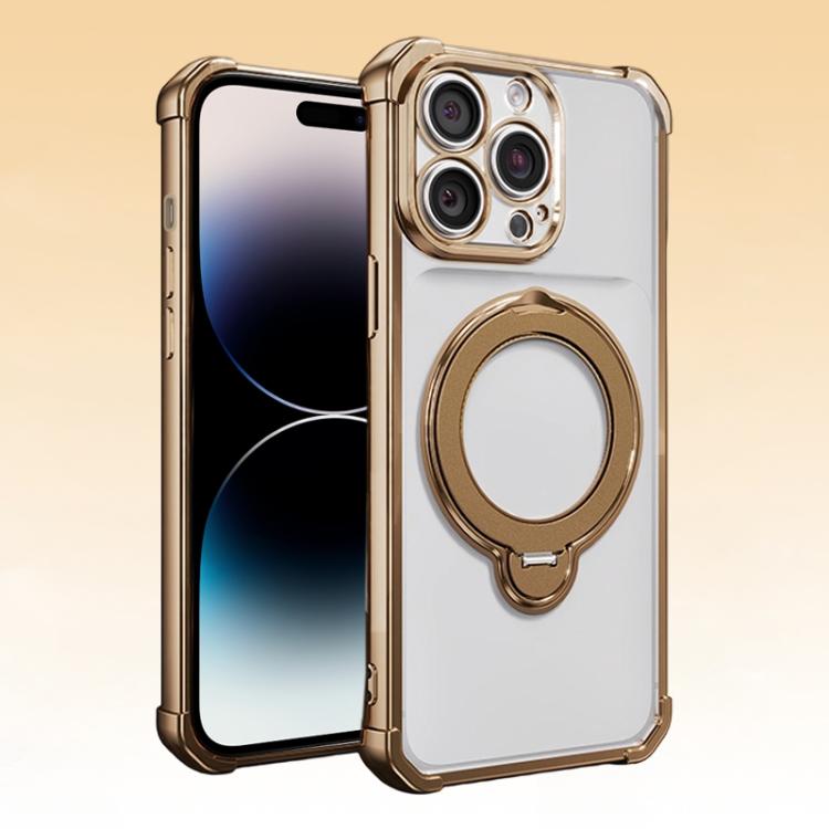 For iPhone 14 Pro Four-Corner Airbags Shockproof Rotation Holder Magnetic Phone Case