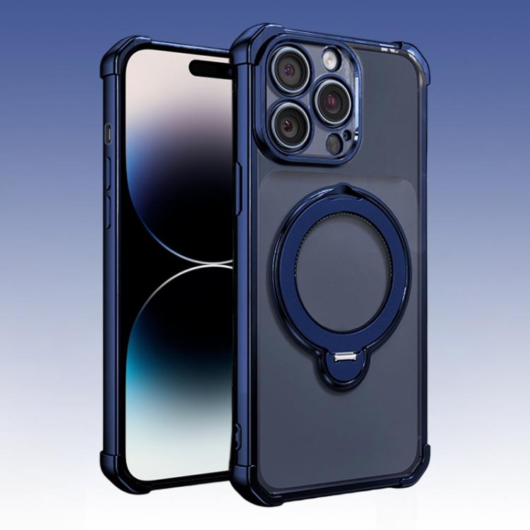 For iPhone 14 Pro Four-Corner Airbags Shockproof Rotation Holder Magnetic Phone Case