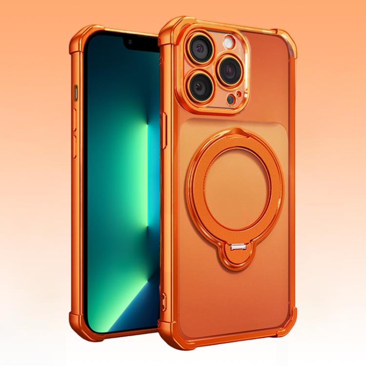 For iPhone 13 Pro Max Four-Corner Airbags Shockproof Rotation Holder Magnetic Phone Case