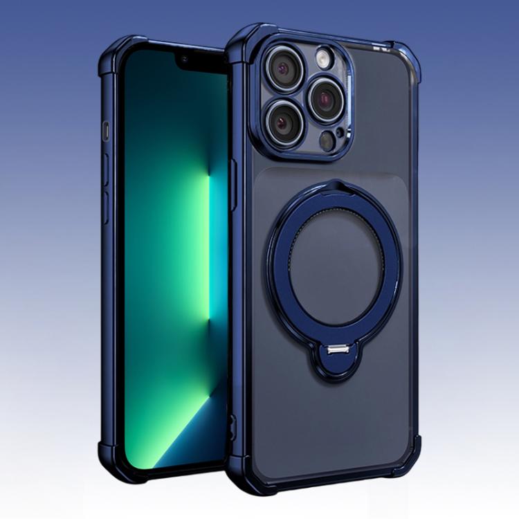 For iPhone 13 Pro Max Four-Corner Airbags Shockproof Rotation Holder Magnetic Phone Case