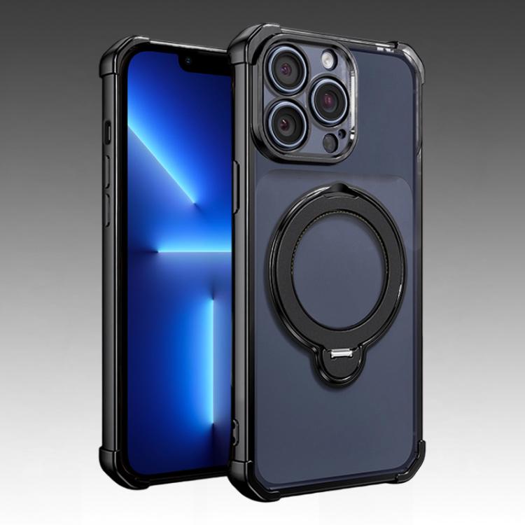 For iPhone 13 Pro Four-Corner Airbags Shockproof Rotation Holder Magnetic Phone Case