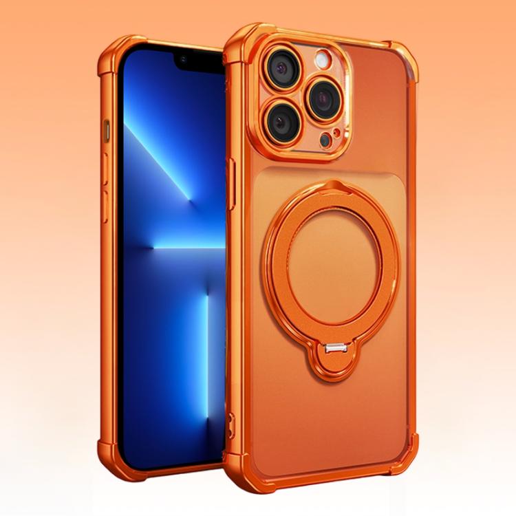 For iPhone 13 Pro Four-Corner Airbags Shockproof Rotation Holder Magnetic Phone Case