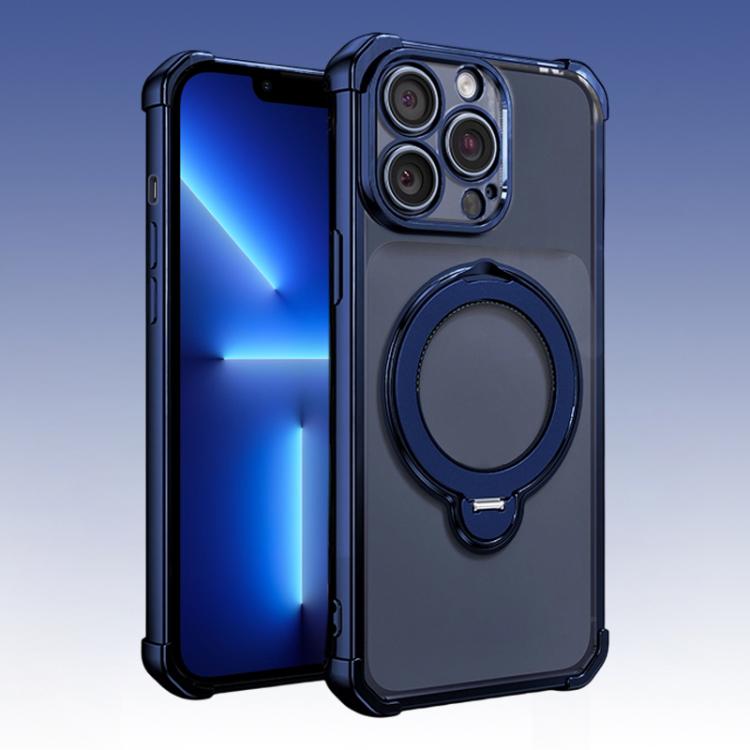 For iPhone 13 Pro Four-Corner Airbags Shockproof Rotation Holder Magnetic Phone Case