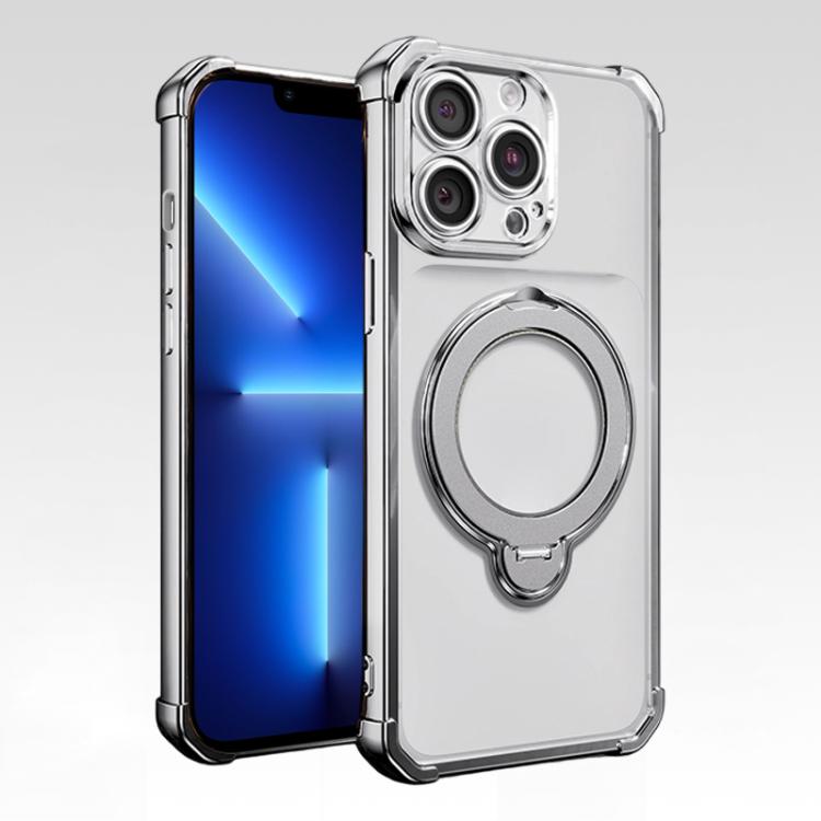 For iPhone 13 Pro Four-Corner Airbags Shockproof Rotation Holder Magnetic Phone Case
