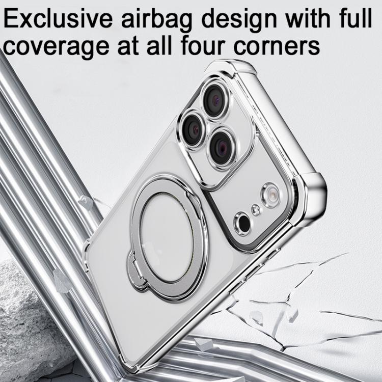 For iPhone 13 Pro Four-Corner Airbags Shockproof Rotation Holder Magnetic Phone Case