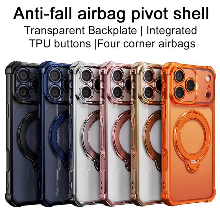 For iPhone 15 Pro Max Four-Corner Airbags Shockproof Rotation Holder Magnetic Phone Case