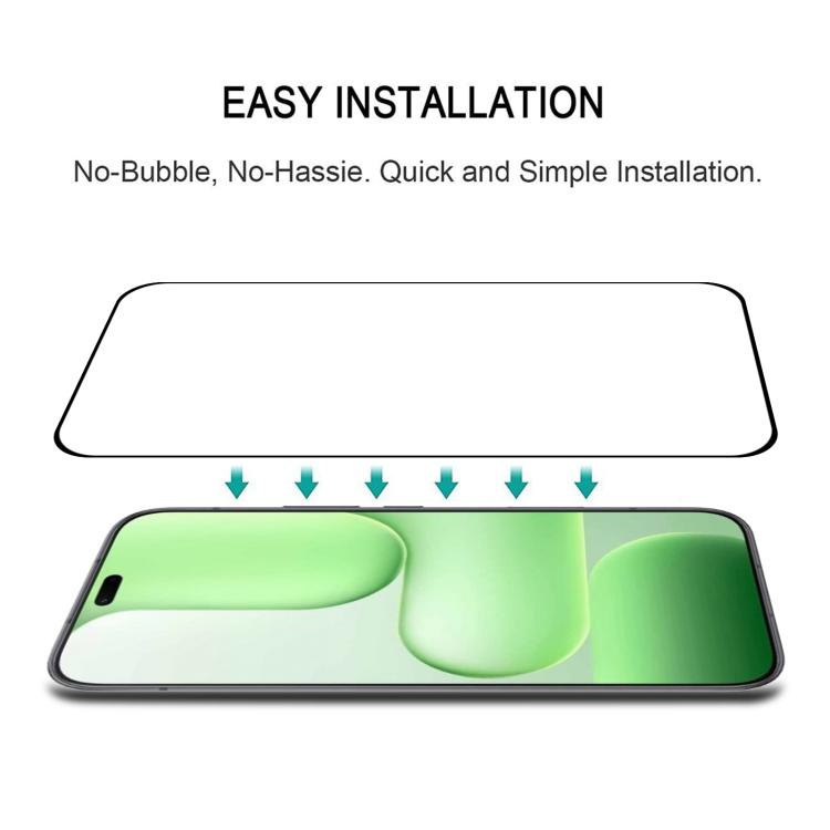 For Honor 600e High Aluminum Full Screen Silk Printing Tempered Glass Film, Support Fingerprint Unlocking