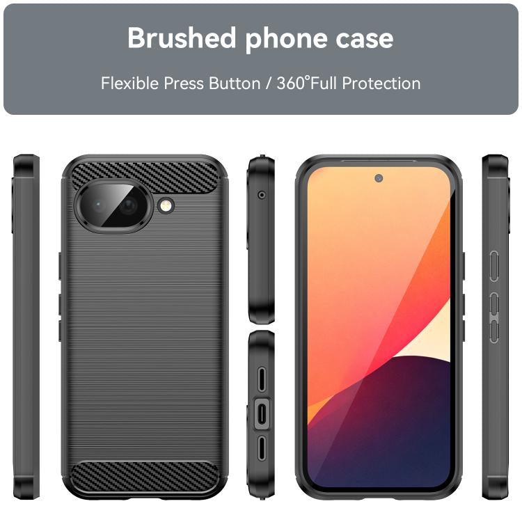 For Google Pixel 9a WANLONFENG Brushed Texture Shockproof TPU Phone Case with Screen Film