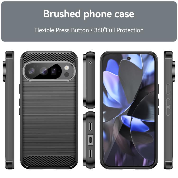 For Google Pixel 9 Pro WANLONFENG Brushed Texture Shockproof TPU Phone Case with Screen Film