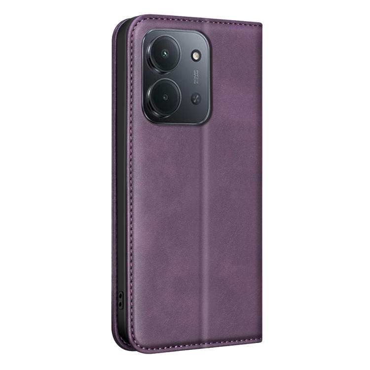 For Xiaomi Poco C85 5G BINFEN COLOR Calfskin Texture Magnetic RFID Vegan Leather Phone Case