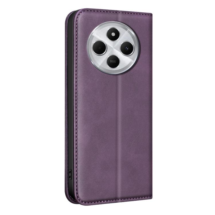 For Xiaomi Poco C75/Redmi 14C BINFEN COLOR Calfskin Texture Magnetic RFID Vegan Leather Phone Case