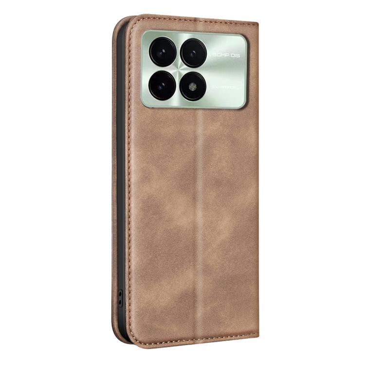 For Xiaomi Poco F6 Pro BINFEN COLOR Calfskin Texture Magnetic RFID Vegan Leather Phone Case