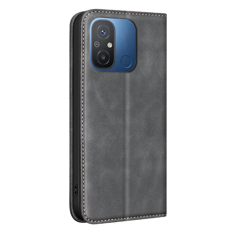 For Xiaomi Poco C55/Redmi 12C BINFEN COLOR Calfskin Texture Magnetic RFID Vegan Leather Phone Case