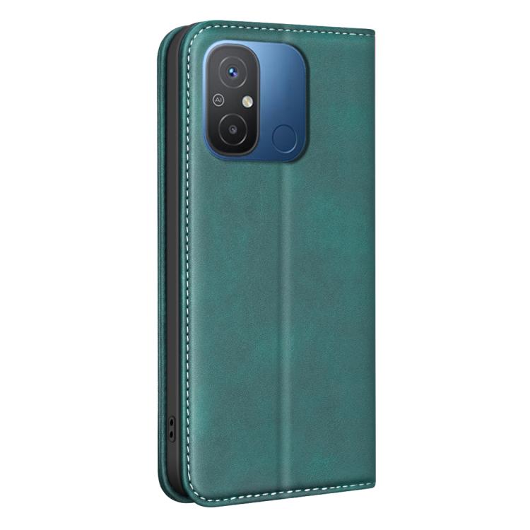 For Xiaomi Poco C55/Redmi 12C BINFEN COLOR Calfskin Texture Magnetic RFID Vegan Leather Phone Case