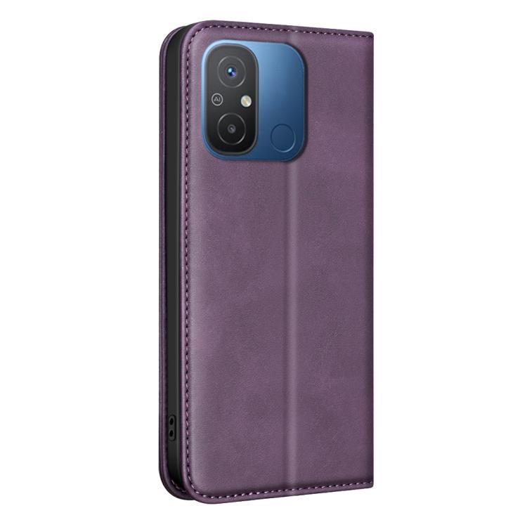 For Xiaomi Poco C55/Redmi 12C BINFEN COLOR Calfskin Texture Magnetic RFID Vegan Leather Phone Case