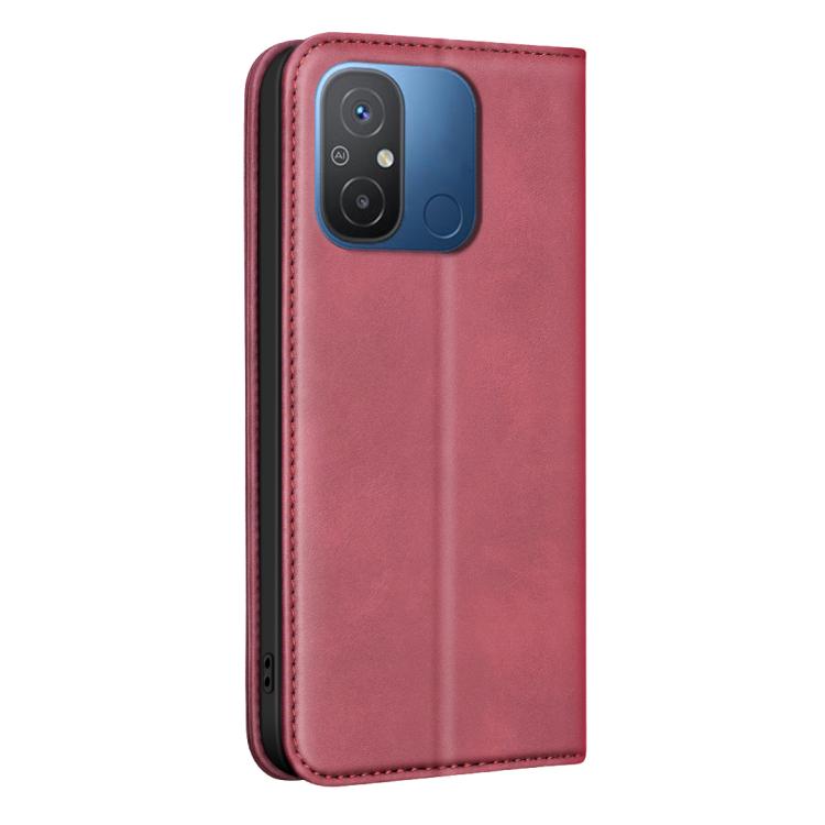 For Xiaomi Poco C55/Redmi 12C BINFEN COLOR Calfskin Texture Magnetic RFID Vegan Leather Phone Case
