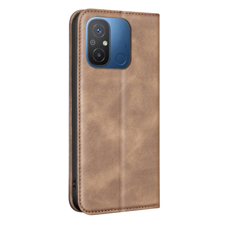 For Xiaomi Poco C55/Redmi 12C BINFEN COLOR Calfskin Texture Magnetic RFID Vegan Leather Phone Case