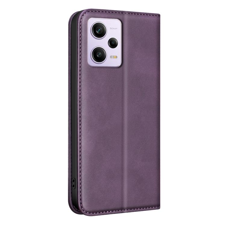 For Xiaomi Poco X5 Pro BINFEN COLOR Calfskin Texture Magnetic RFID Vegan Leather Phone Case