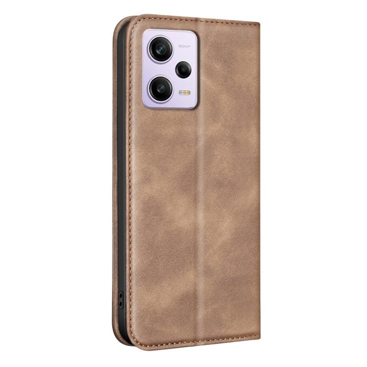 For Xiaomi Poco X5 Pro BINFEN COLOR Calfskin Texture Magnetic RFID Vegan Leather Phone Case