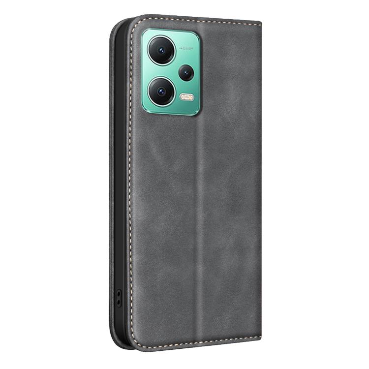 For Xiaomi Poco X5 BINFEN COLOR Calfskin Texture Magnetic RFID Vegan Leather Phone Case