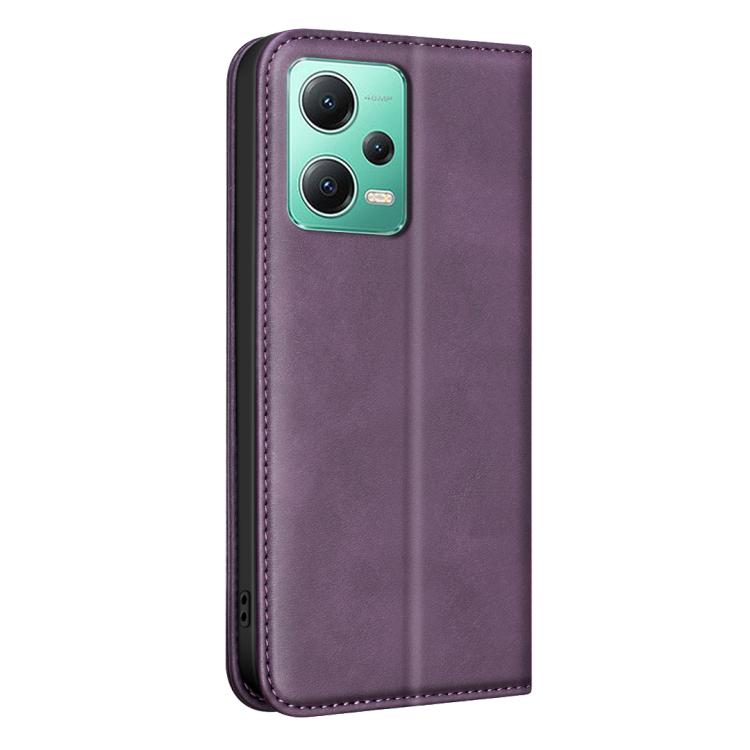 For Xiaomi Poco X5 BINFEN COLOR Calfskin Texture Magnetic RFID Vegan Leather Phone Case