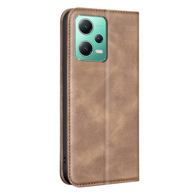 For Xiaomi Poco X5 BINFEN COLOR Calfskin Texture Magnetic RFID Vegan Leather Phone Case