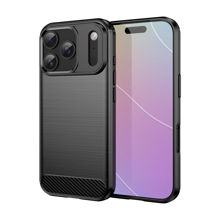 For iPhone 17 Pro WANLONFENG Brushed Texture Shockproof TPU Phone Case with Screen Film