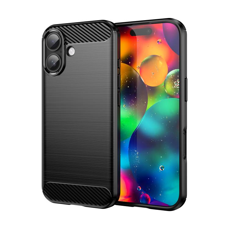 For iPhone 17 WANLONFENG Brushed Texture Shockproof TPU Phone Case with Screen Film