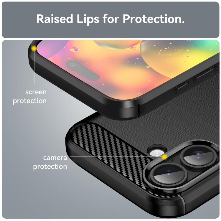 For iPhone 17 WANLONFENG Brushed Texture Shockproof TPU Phone Case with Screen Film