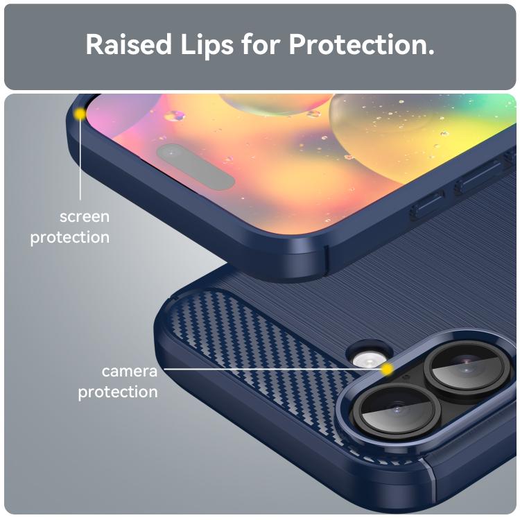 For iPhone 17 WANLONFENG Brushed Texture Shockproof TPU Phone Case with Screen Film