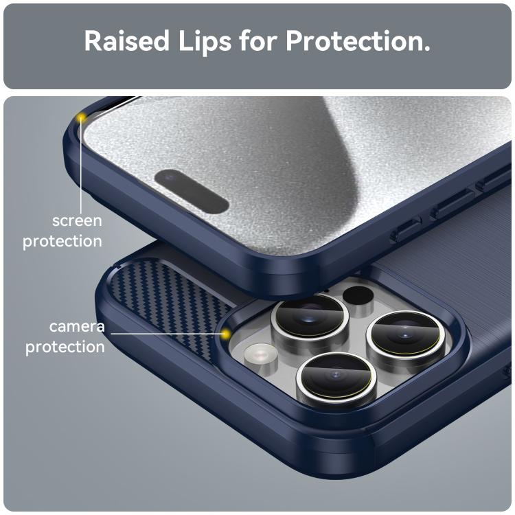 For iPhone 16 Pro Max WANLONFENG Brushed Texture Shockproof TPU Phone Case with Screen Film