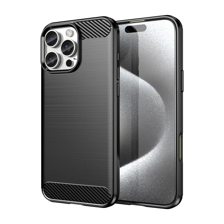 For iPhone 16 Pro WANLONFENG Brushed Texture Shockproof TPU Phone Case with Screen Film