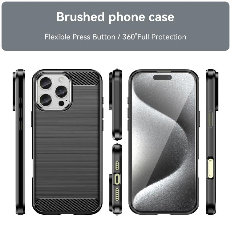 For iPhone 16 Pro WANLONFENG Brushed Texture Shockproof TPU Phone Case with Screen Film
