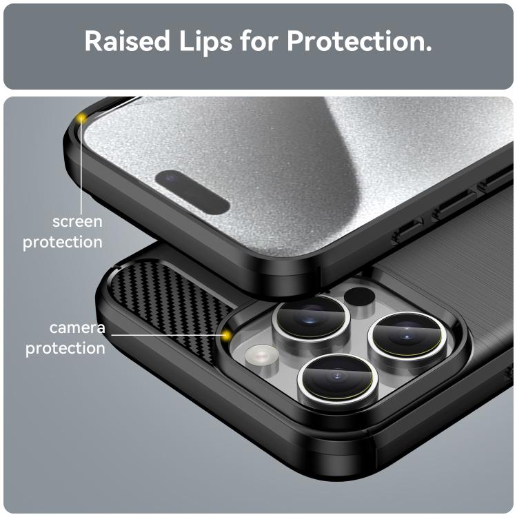 For iPhone 16 Pro WANLONFENG Brushed Texture Shockproof TPU Phone Case with Screen Film