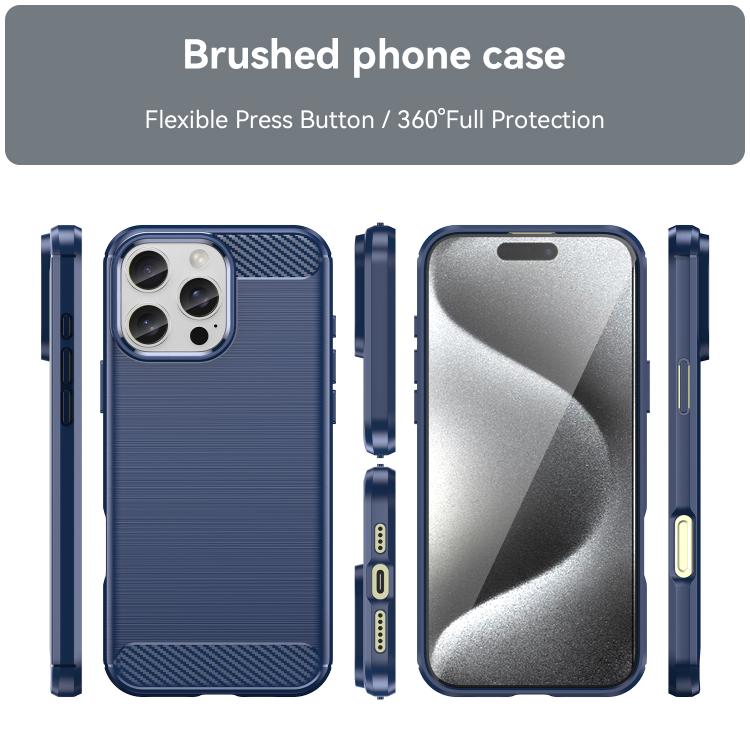 For iPhone 16 Pro WANLONFENG Brushed Texture Shockproof TPU Phone Case with Screen Film