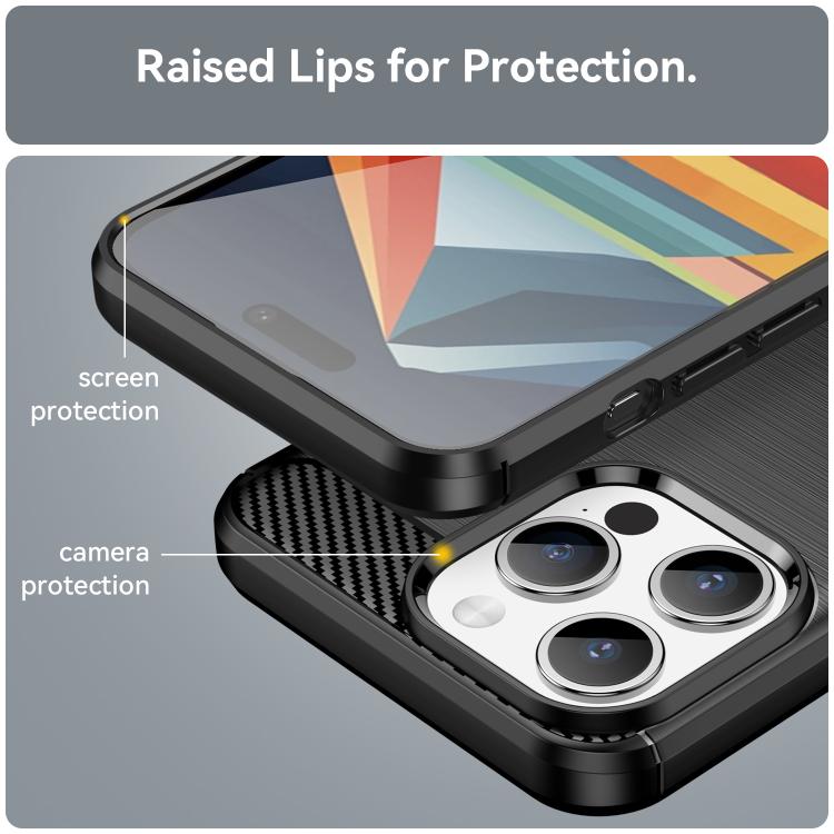 For iPhone 15 Pro WANLONFENG Brushed Texture Shockproof TPU Phone Case with Screen Film