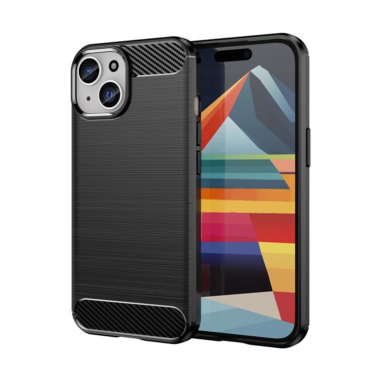 For iPhone 15 WANLONFENG Brushed Texture Shockproof TPU Phone Case with Screen Film